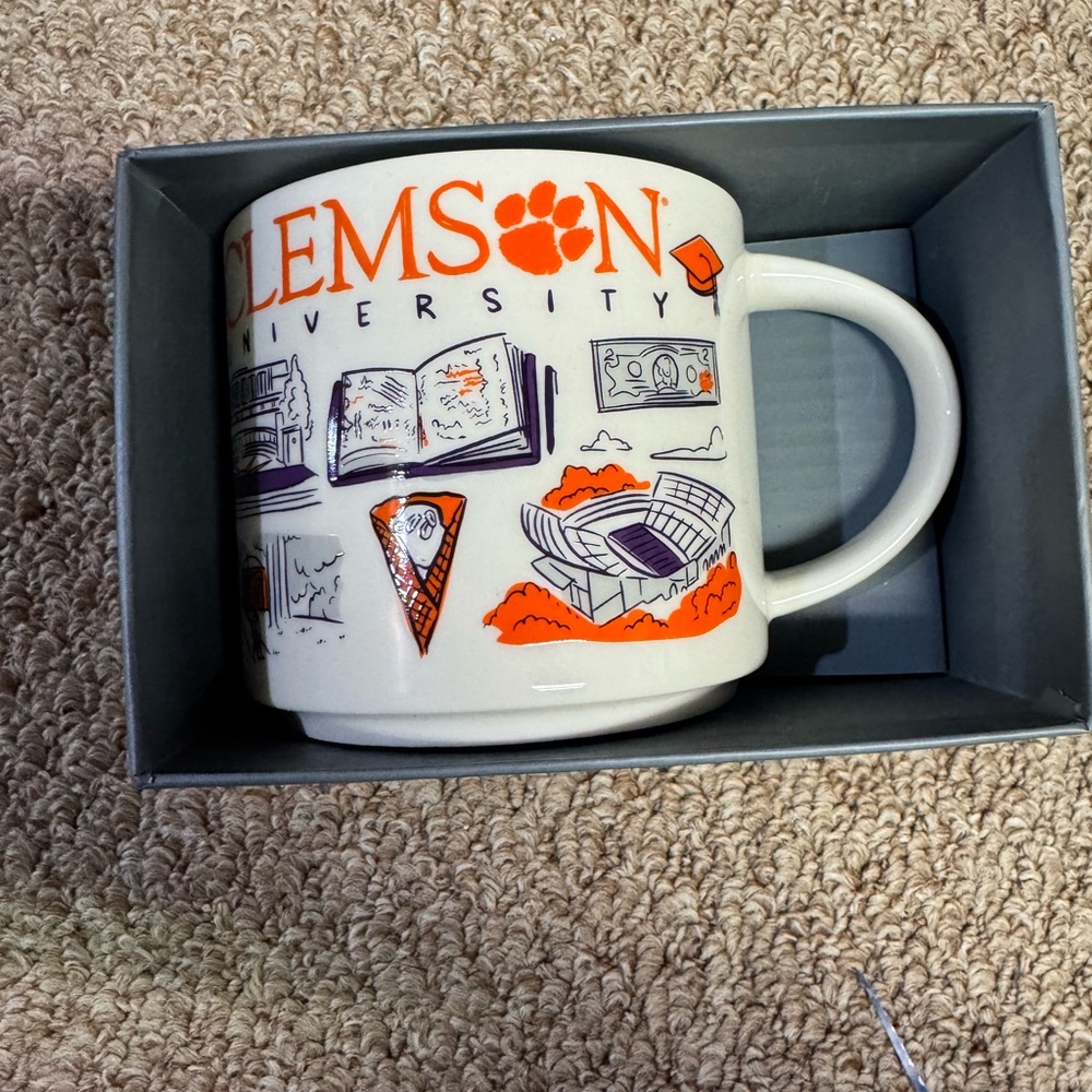 Starbucks Clemson University Orange and White Mug
